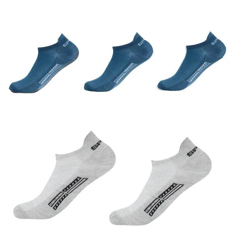 5 Pairs Men Ankle Socks Breathable Cotton Sports Mesh Casual Athletic Summer Thin Cut - Tamnz