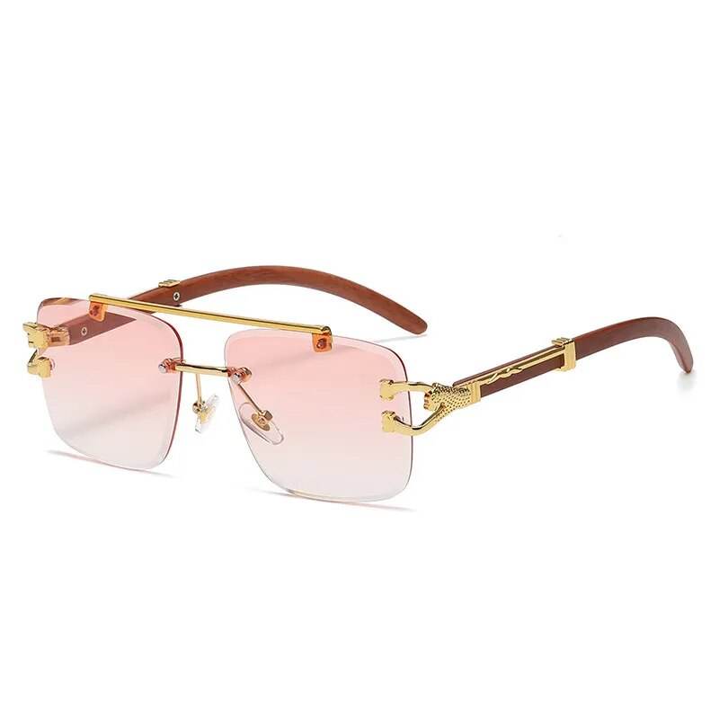 Retro Square Sunglasses Luxury Brand Designer Gold Lion Decoration Sun Glasses - Tamnz