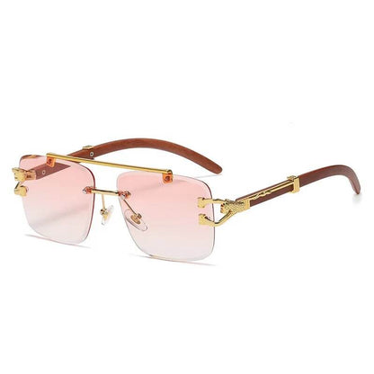 Retro Square Sunglasses Luxury Brand Designer Gold Lion Decoration Sun Glasses - Tamnz