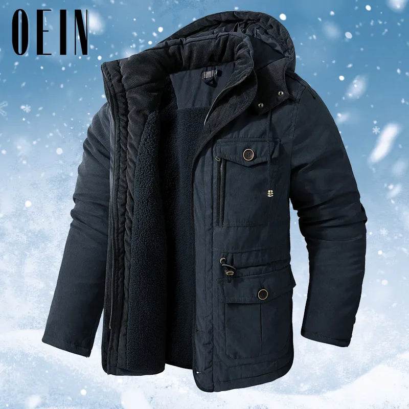 Winter Thick Jacket Men Outdoor Parka Coat Fur Linner Warm Cargo Jackets Male Windbreaker Outwear Parkas Military Army Overcoats - Tamnz