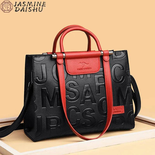 Luxury Designer Handbags Women's Large Capacity Letter Imprint Design Shoulder Bag Contrast Colored Ladies Crossbody Bags - Tamnz
