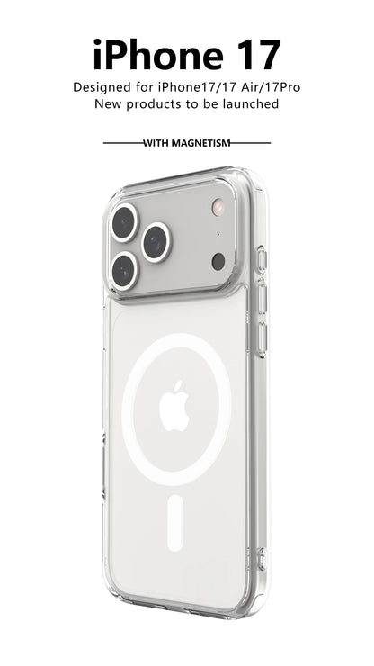 Shockproof For Magsafe Clear Magnetic Wireless Charge Case For iPhone 17 Air 17 Pro Max Hybird Hard Acrylic Back Cover Bumper