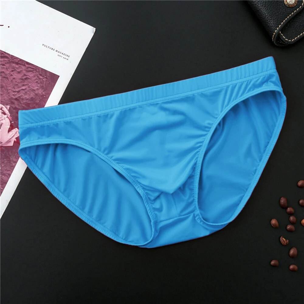 Men's Briefs Sexy Ice Silk U Convex Pouch Underwear Thin Section Breathable Low-Waist Panties Underpants Bikini Slip Homme - Tamnz
