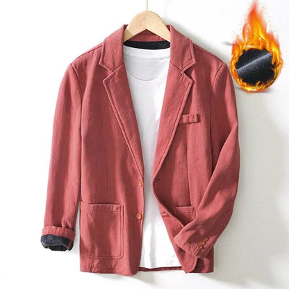 Autumn Winter New Casual Plush and Thickened Warm Suit Jacket for Men Ramie Loose Vintage Blazers for Men BL088 - Tamnz