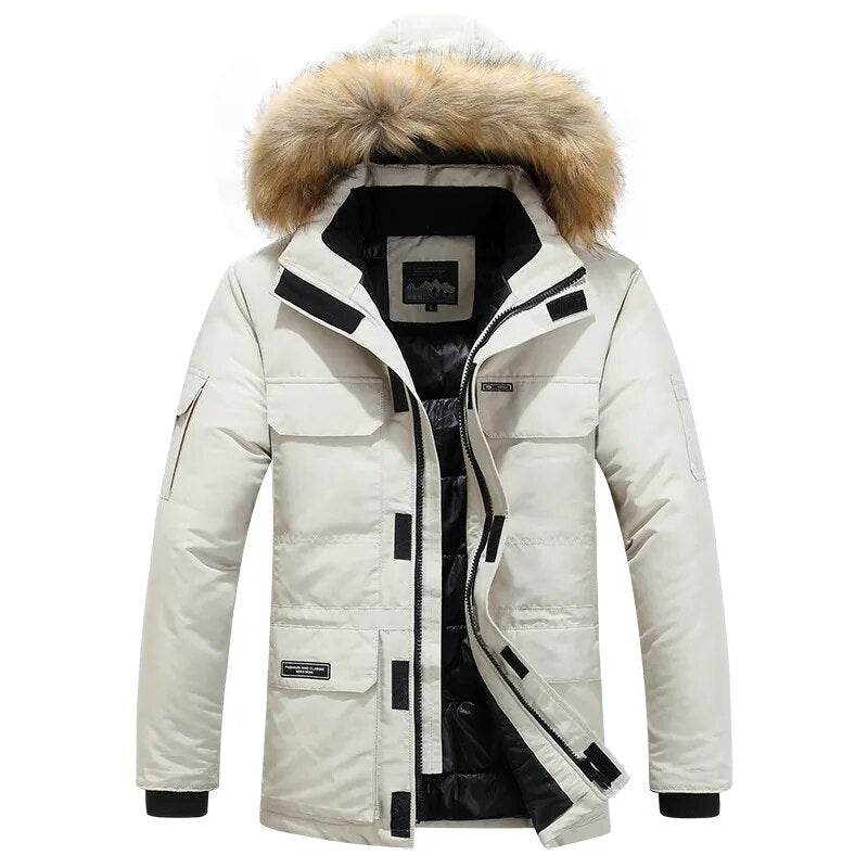 ONESTAND Men Windbreaker Big Pockets Parkas Coat Wholesale Winter Parkas Men Thicken Coat Fur Hooded Keep Warm Jacket Overcoat - Tamnz