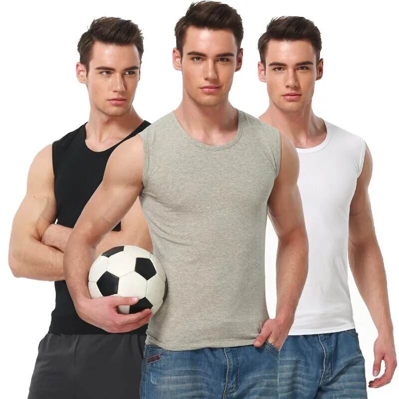Men Vest Pure Cotton Bodybuilding Motion Outerwear Sweatshirt Undershirt - Tamnz