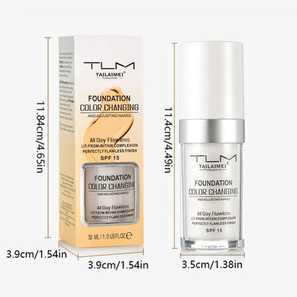 Warm Change liquid foundation sunscreen lasting oil control easy to apply makeup waterproof portable