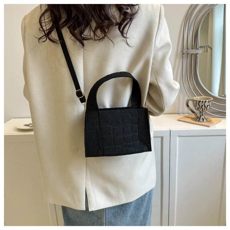 New Messenger Shoulder Shopping Bag Solid Color Felt Women Luxury Designer Handbag Casual Crossbody Bags for Women Simple - Tamnz
