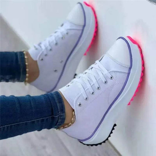 Speedy Classic White Canvas Shoes Women Sneakers Solid Lace-Up Casual Platform Shoes for Women - Tamnz