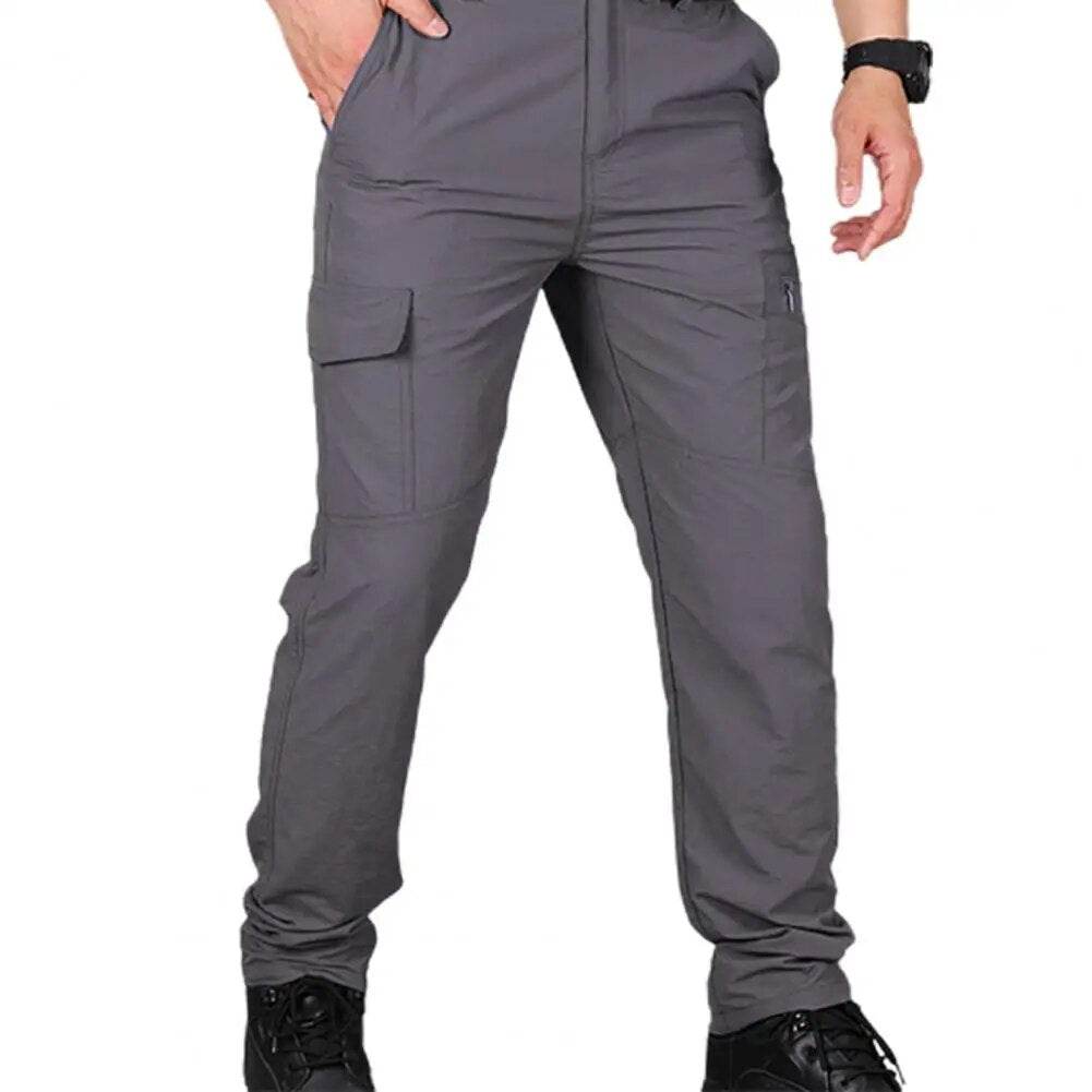 Straight Wear Resistant Solid Color Waterproof Men Pants for Outdoor Sports - Tamnz
