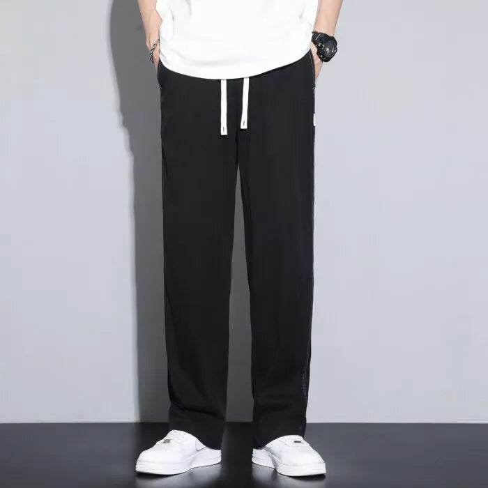 Summer Soft Lyocell Fabric Men's Jeans Thin Loose Straight Pants Drawstring Elastic Waist Korea Casual Trousers Plus Size M-5XL - Tamnz