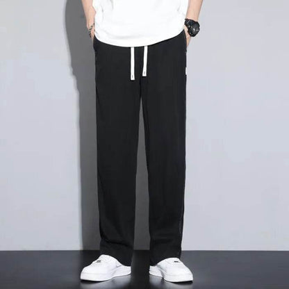 Summer Soft Lyocell Fabric Men's Jeans Thin Loose Straight Pants Drawstring Elastic Waist Korea Casual Trousers Plus Size M-5XL - Tamnz
