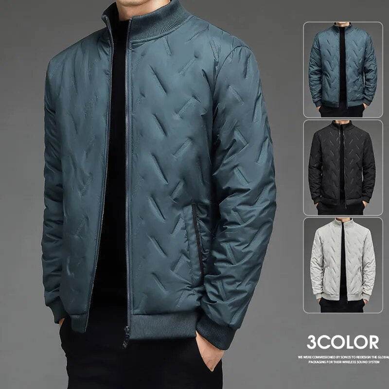Autumn Winter Jacket Men Thicken Fur Lined Warm Coats Men Clothing New Stand Collar Casual Jackets Korean Style Slim Fit - Tamnz