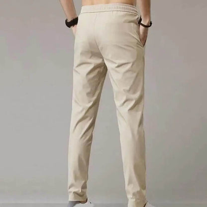Men Pants Elastic Waist Trendy Polyester Casual Drawstring Men Trouser for Street Wear - Tamnz