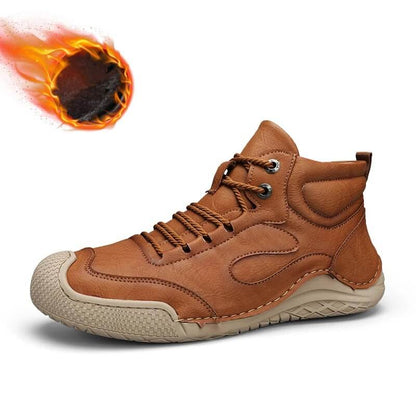 Men Ankle Boots Autumn Winter Outdoor Non-slip Hiking Men Shoes Microfiber Leather Optional Plush Warm Casual Shoes - Tamnz