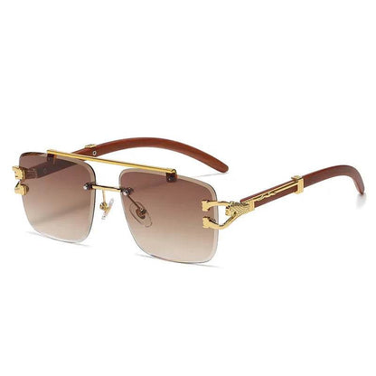 Retro Square Sunglasses Luxury Brand Designer Gold Lion Decoration Sun Glasses - Tamnz