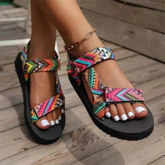 Women's Shoes Hemp Rope Set Foot Beach Sandals Outdoor All-match Casual Slippers Large Size Women Sandals - Tamnz