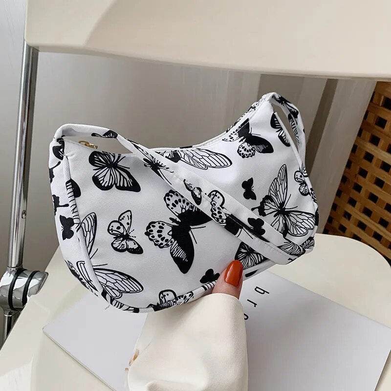 Animal Pattern Print Canvas Shoulder Underarm Bag Vintage Ladies Small Purse Handbags Casual All-match Fashion Women Square Bags - Tamnz