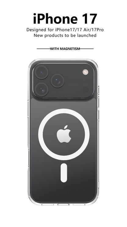 Shockproof For Magsafe Clear Magnetic Wireless Charge Case For iPhone 17 Air 17 Pro Max Hybird Hard Acrylic Back Cover Bumper