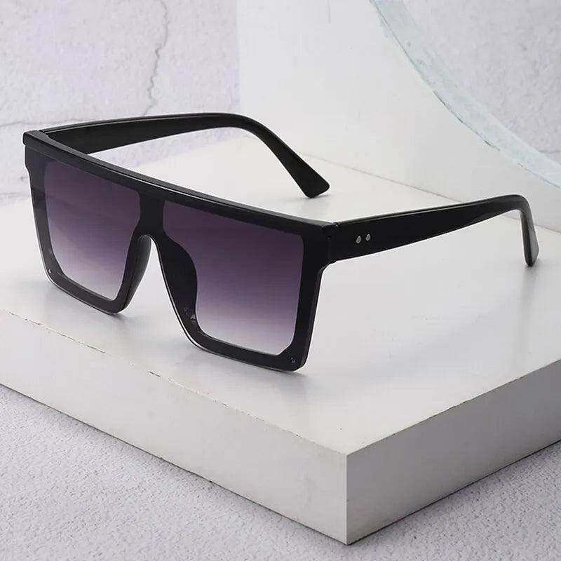 Retro Big Frame Sunglasses Brand Black Square Gradient Cool Men Sunglasses One Piece Designer - Tamnz