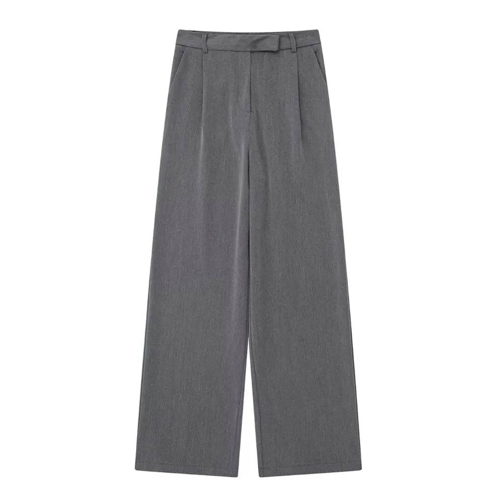 Fashion With Darts Front Pockets Wide Leg Pants Vintage High Waist Zipper Fly Female Trousers Mujer - Tamnz