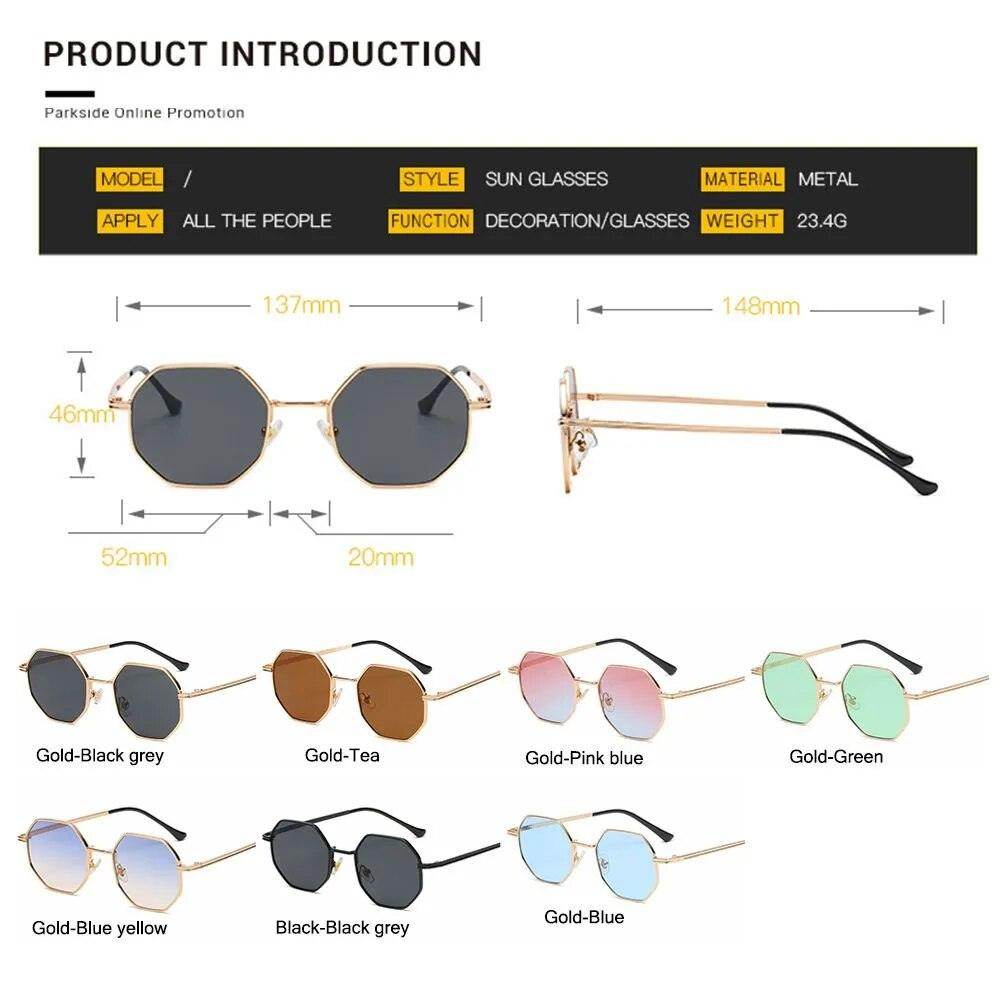 Summer UV Protection Sunglasses Fashion Polygon Sun Glasses for Women Men Trendy Classic Metal Frame - Tamnz