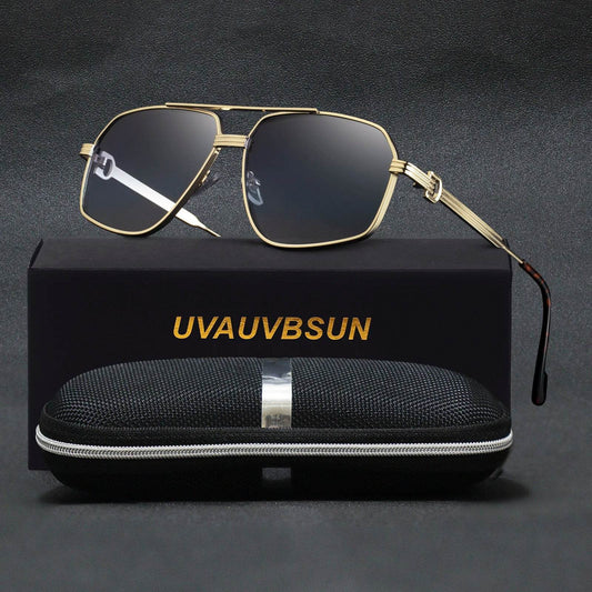 Double Beam HD Sunglasses Retro Metal Frame Irregular Riding UV400 - Tamnz