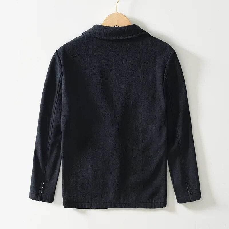 Autumn Winter New Casual Plush and Thickened Warm Suit Jacket for Men Ramie Loose Vintage Blazers for Men BL088 - Tamnz