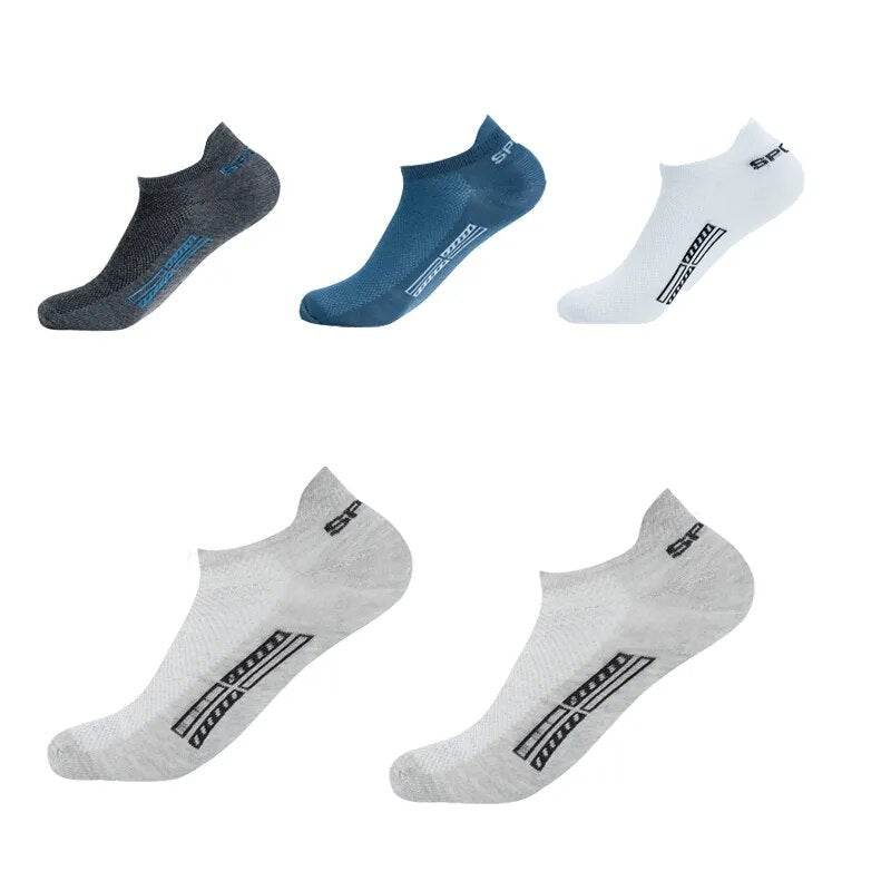 5 Pairs Men Ankle Socks Breathable Cotton Sports Mesh Casual Athletic Summer Thin Cut - Tamnz