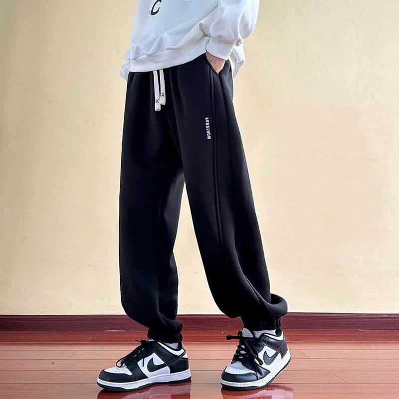 Winter Men's Fleece Pants Thick Warm Sweatpants Drawstring Stretch Waist Casual Tapered Trousers Regular Fit Joggers Pants - Tamnz