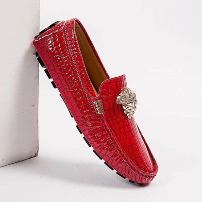 Leather Shoes Snake Pea Shoes Spring Summer Leather Ladies Moccasin Loafers - Tamnz