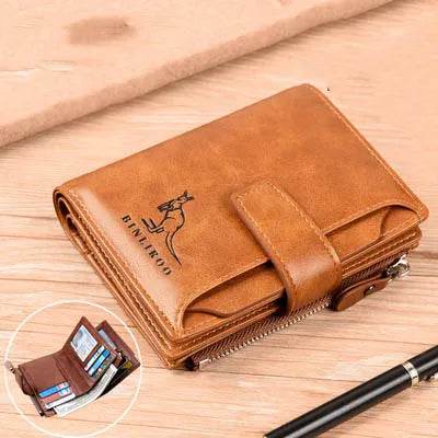 Coin Purse Wallet RFID Blocking Man Leather Wallet Zipper Business Card Holder ID Money Bag Wallet Male - Tamnz