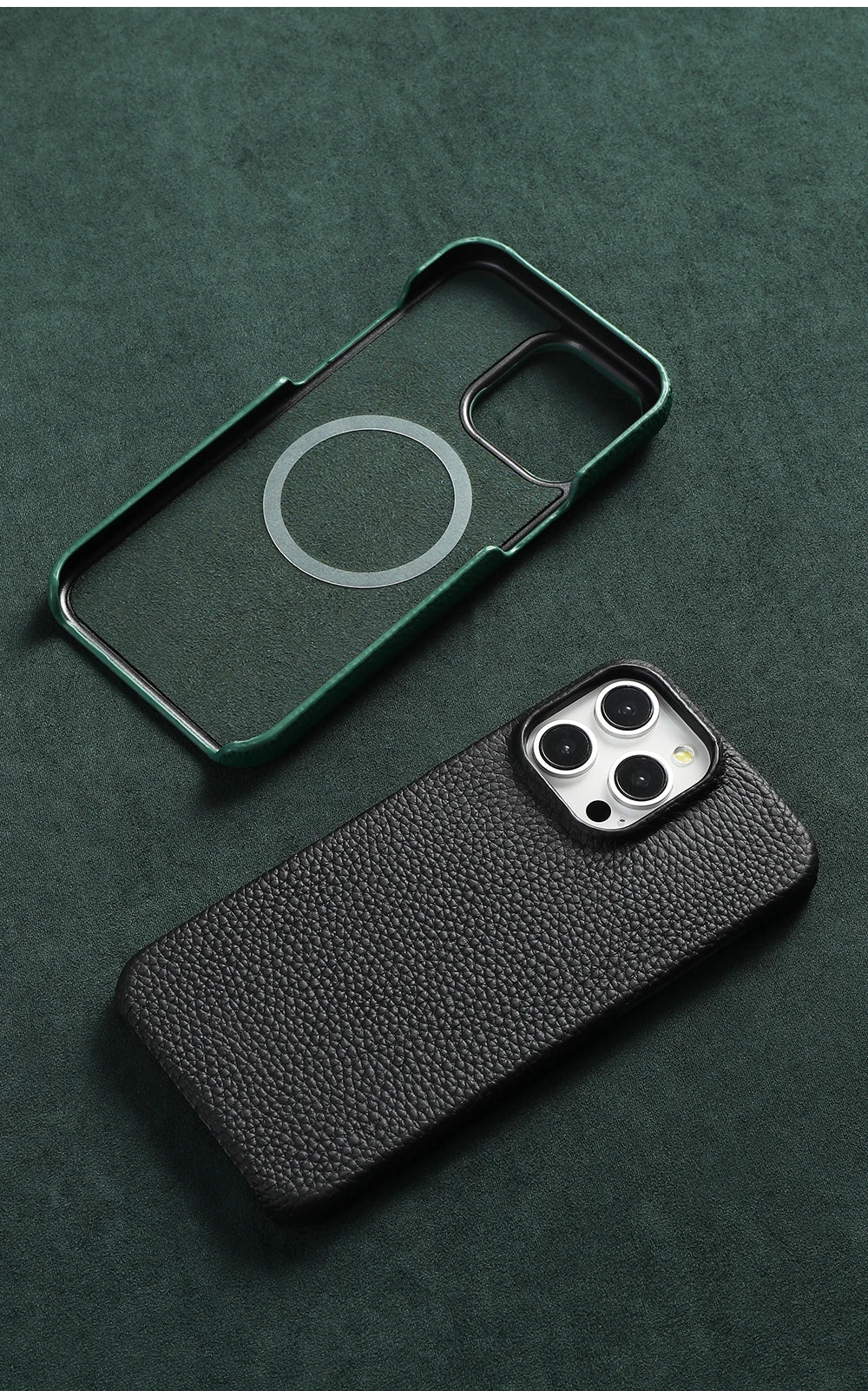 for Magsafe Case for iPhone 17 15 16 Pro Max Air 16Pro Natural Cowhide Lychee Leather Magnetic Protector Luxury Phone Back Cover