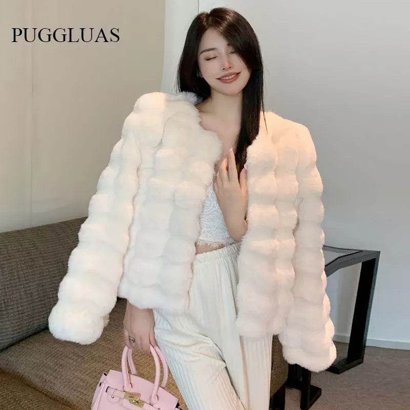 Winter Fashion Faux Fur Coat Women Korea Fashion Warm Feather Coats Cardigan Short Outercoat Lady Party Elegant Outfits - Tamnz