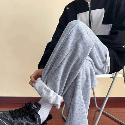 Winter Men's Fleece Pants Thick Warm Sweatpants Drawstring Stretch Waist Casual Tapered Trousers Regular Fit Joggers Pants - Tamnz