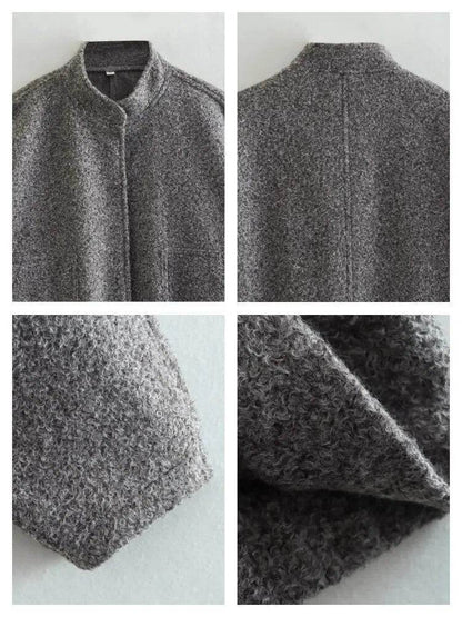 Autumn Winter Gray Casual Women Jacket Fashion Outerwear Chic Lady Bomber Coat Winter Thick Top - Tamnz